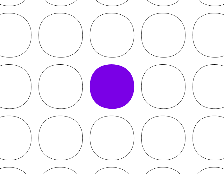 graphic image with circles and one purple sanofi dot